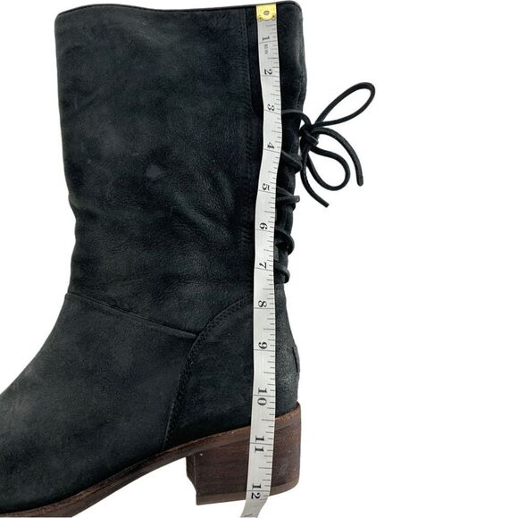 Ugg Australia Mid Calf Black Cary Nubuck Pull On Boots Size 7 - Picture 9 of 11